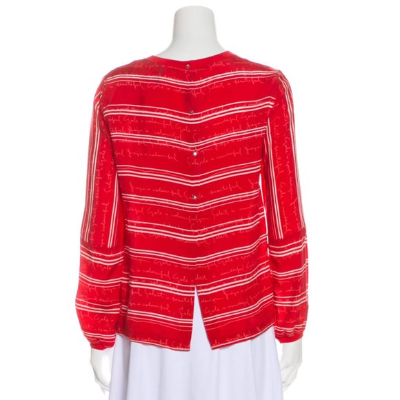 Maje Red Striped Button-Back Top - Picture 3 of 6